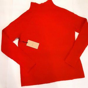 New HALOGEN Sweater Ribbed Knit Red Mock Neck